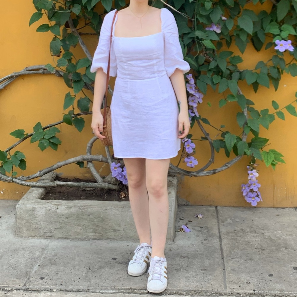 White linen reformation dress